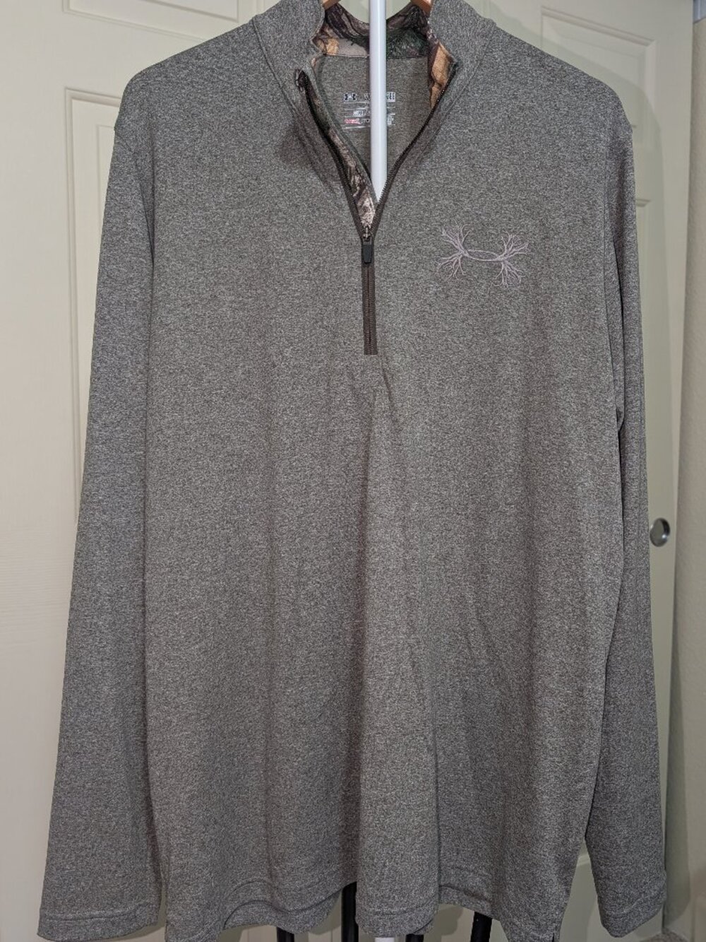 Under Armour Brown Realtree Camo Antler 1/4 Zip Pullover 2XL